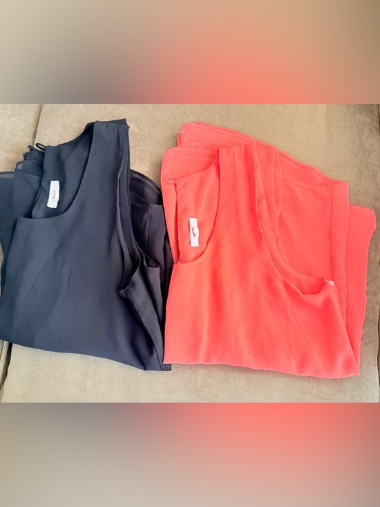 mine Tops - mine Neon Coral and Black Sleeveless Top Large